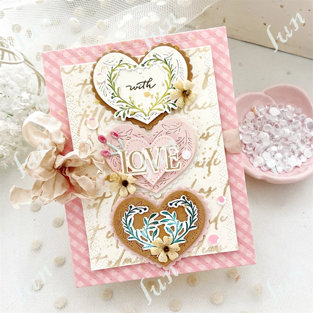 Valentine Folk Heart Sentiments Clear Stamps Romance Edition Corners Bookish Frames Cutting Dies Stencils DIY Scrapbooking Decor