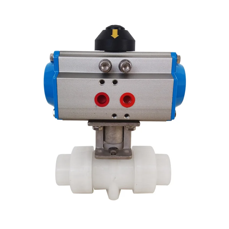 

PVDF pneumatic ball valve, high platform with bracket double by plastic ball valve, strong acid