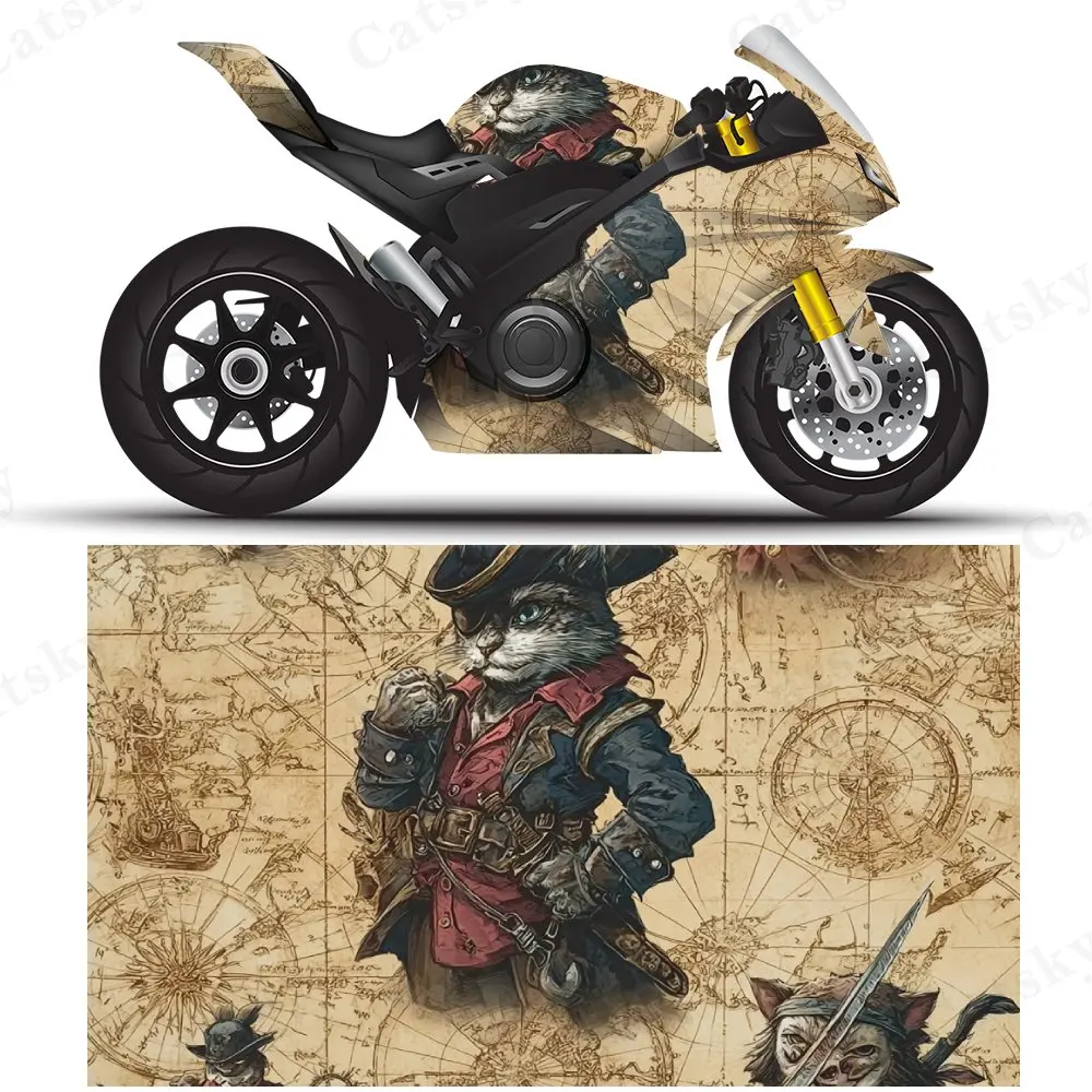 

Pirate cat PVC material self-adhesive waterproof motorcycle car sticker, paste firm and anti-wear, waterproof and sun-resistant