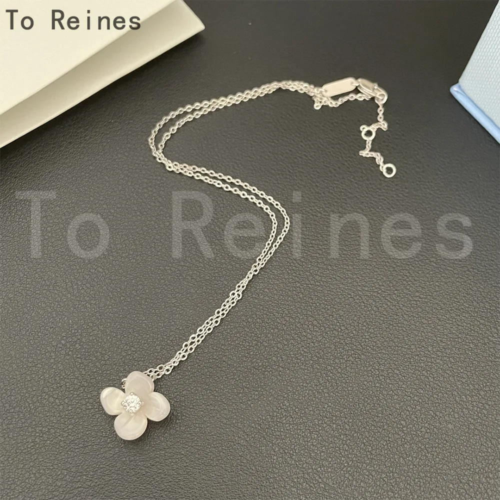 To Reines High Quality Vintage Flowers Crystal Pendant Chain Necklace For Woman Luxury Jewelry Trend Collares Para Mujer