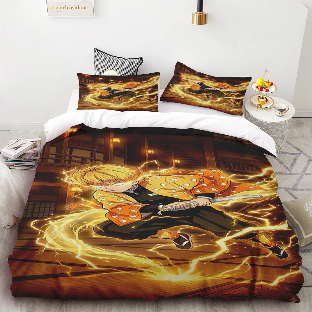 

Duvet Cover Anime Demon Slayer Duvet Cover Comforter Bed Linen Single Twin Full Queen Size Kids Girl Boys Gift Queen/King soft