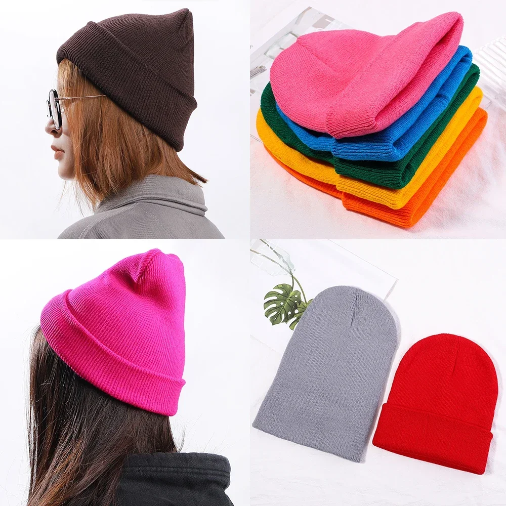 Winter Hats for Woman New Beanies Knitted Fluorescent Cute Hat Girls Autumn Female Beanie Caps Warmer Bonnet Ladies Casual Cap