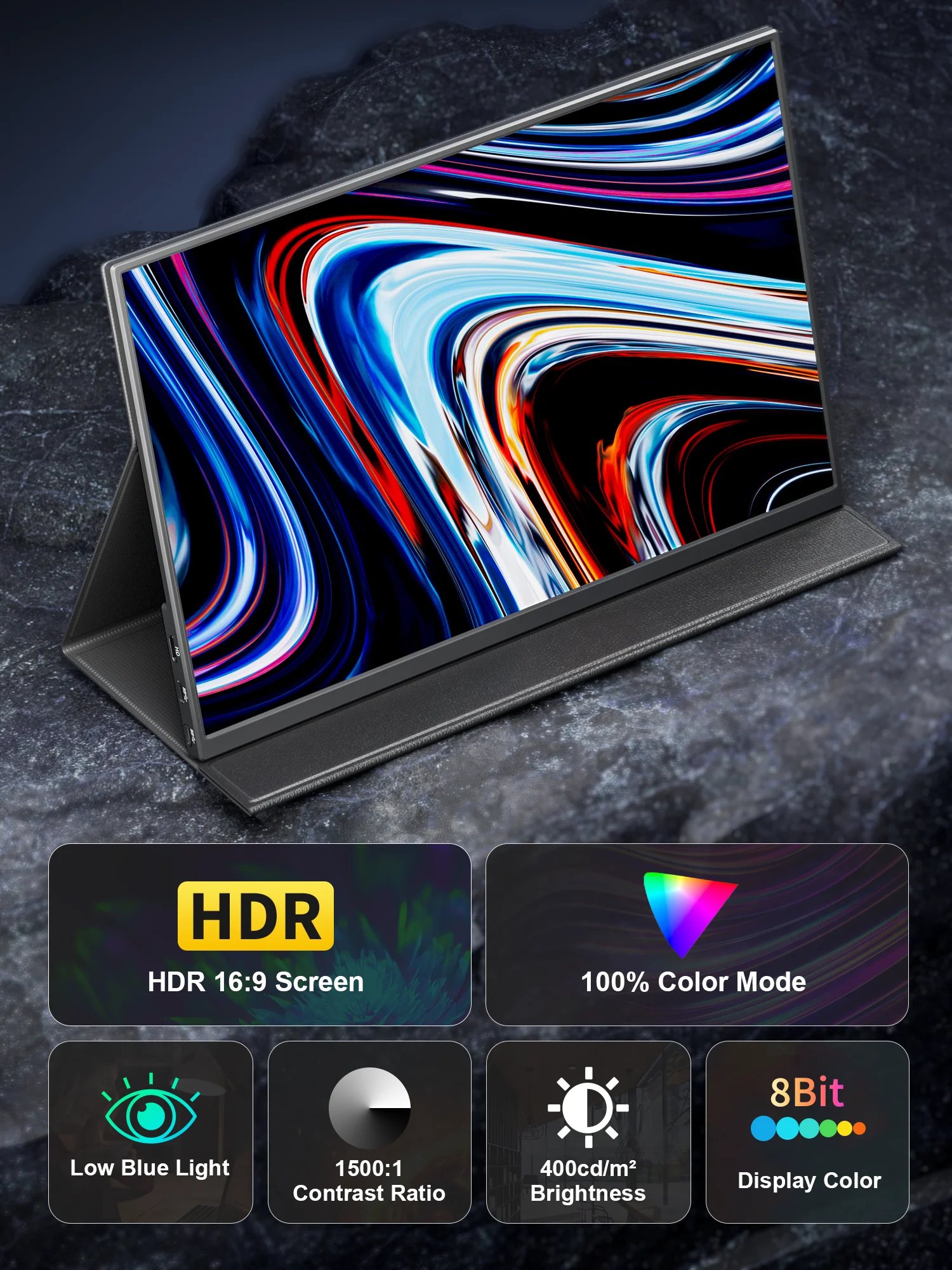 Amoudo شاشة محمولة 3840*2400P 60 هرتز شاشة كمبيوتر محمول مزدوجة USB C HDMI شاشة ثانية ل PS4/5 Xbox Switch MAC هاتف الكمبيوتر