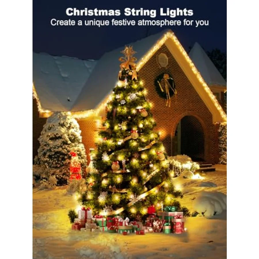 300 LED String Lights Outdoor, 100Feet Christmas Lights for Outside with Remote, Timer Memory Function, 8 Modes Waterproof Fair
