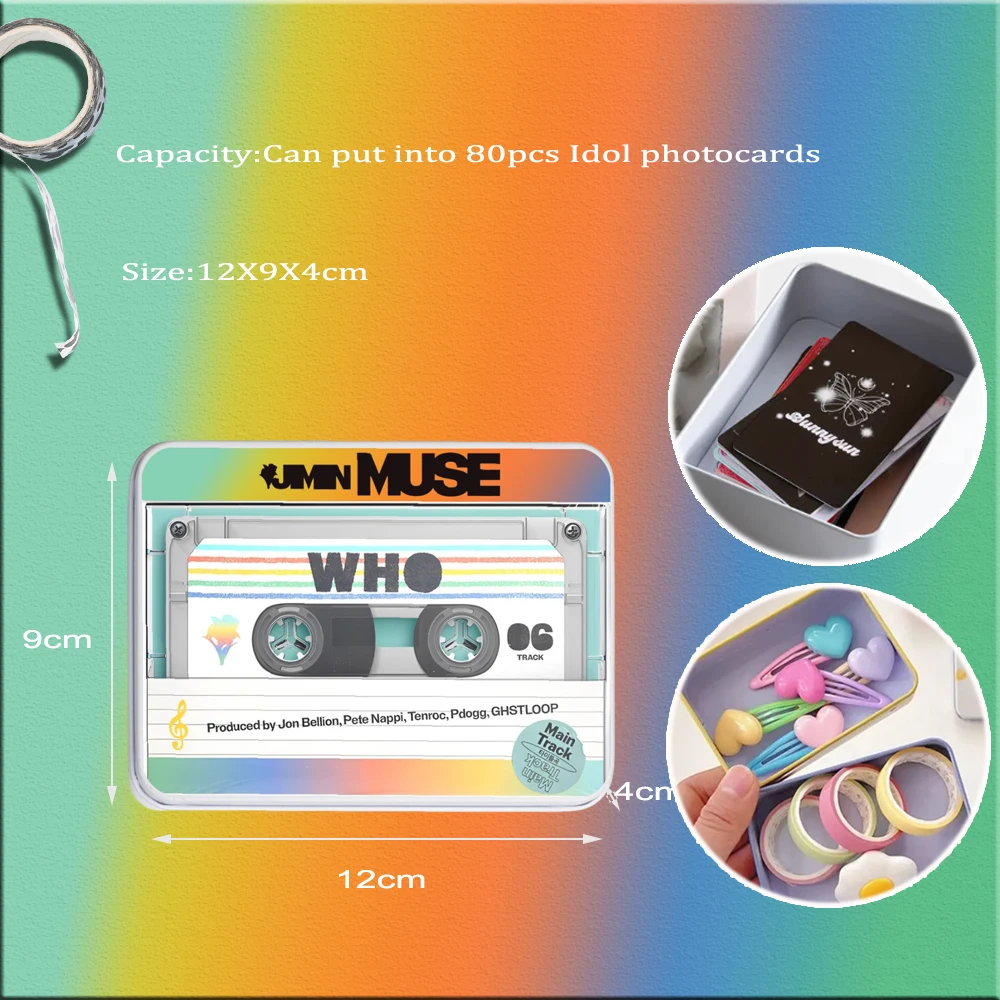 Jimin Muse-フォト収納ボックス,アルバム,lomoカード,ブリキ缶ケース,コイン,イヤリング,ヘッドフォンケース,ジュエリーコレクターボックス