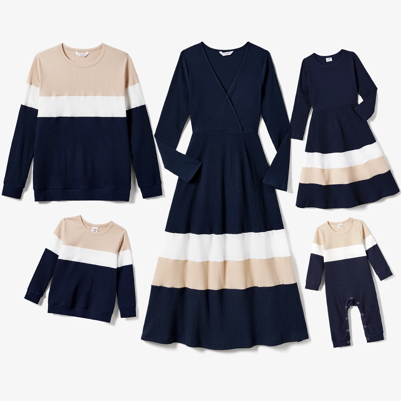 

PatPat Family Matching Color-Block Knit Long-Sleeved Dresses And Tops Sets