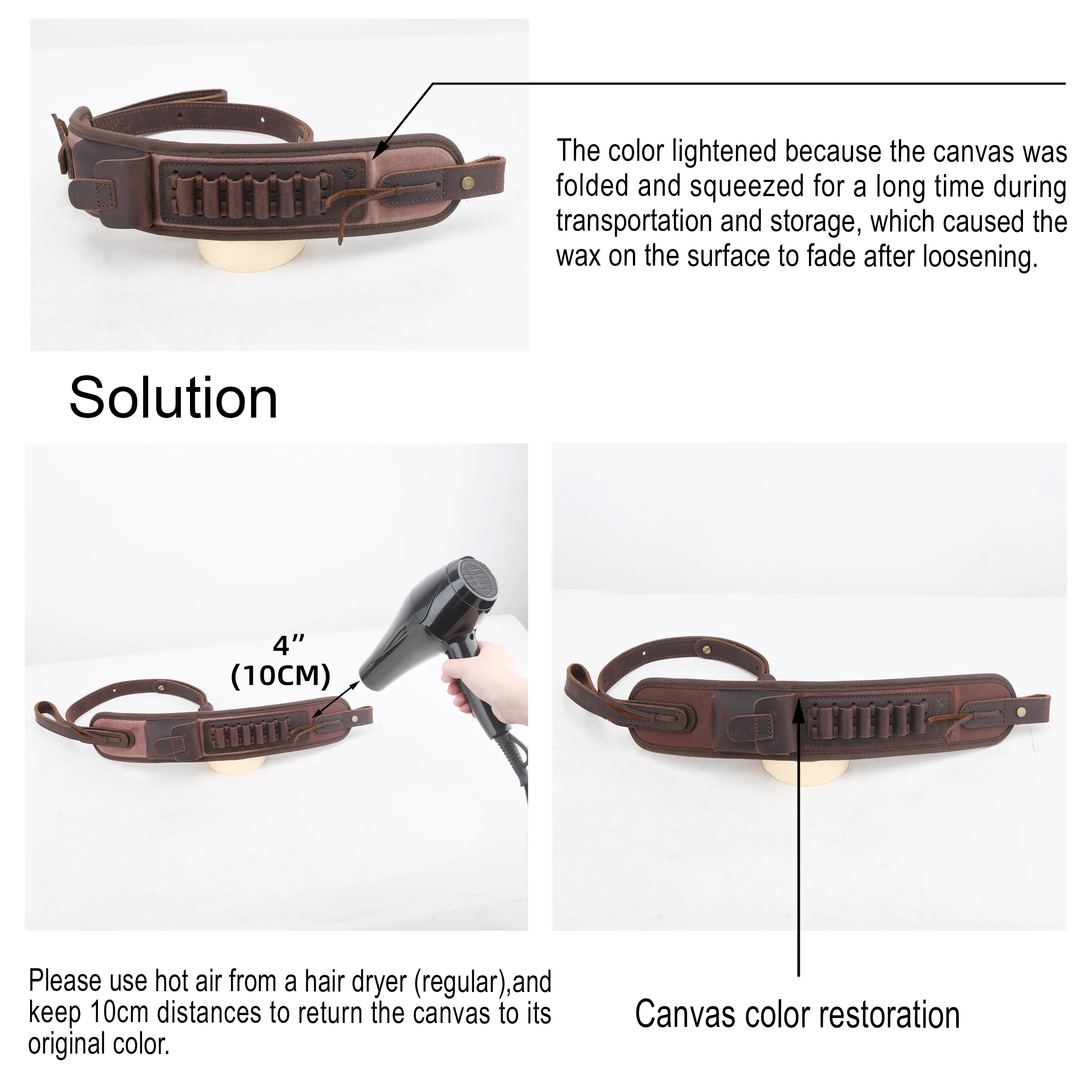Canvas Leather Ammo Shell Slots Holder Sling Padded Hunting Strap for .308 .30/06 .45-70 .22 12GA 16GA 20GA  .30/30 .357 .38