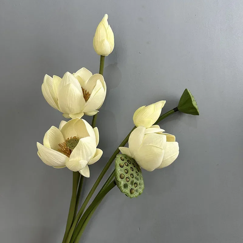 

Hotel Decorative Simulation Flowers PU Lotus Bud Wedding Decoration Artificial Ribbon Pole Lotuses Pink Flower Green Plant