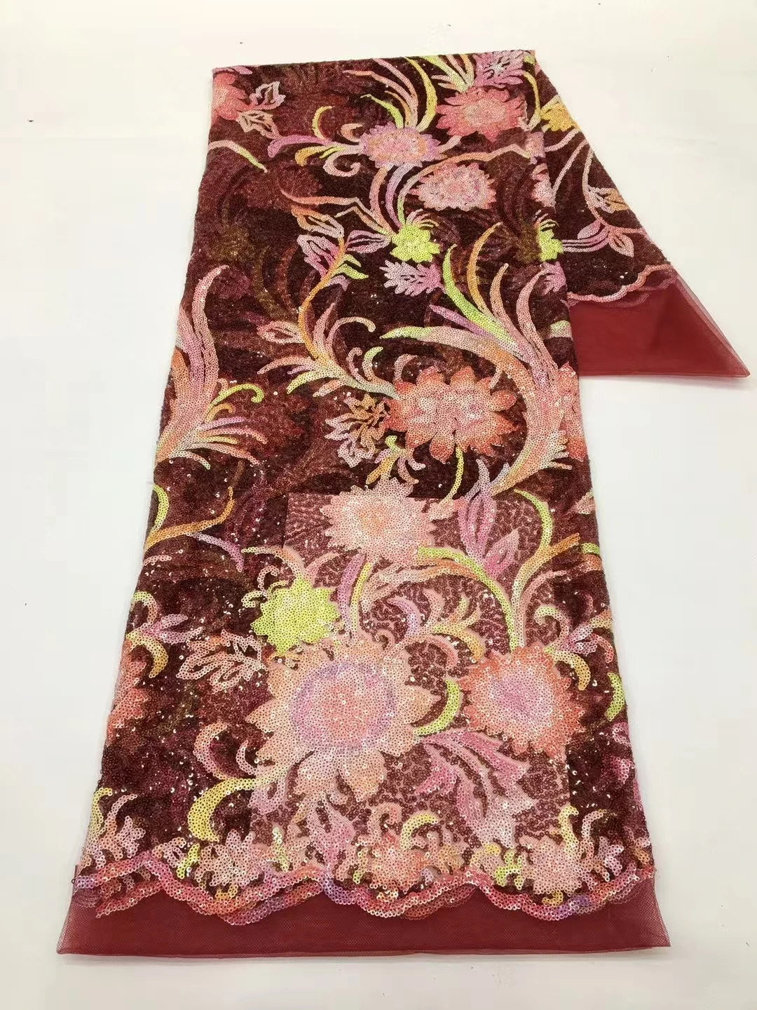 2025 novo africano francês nigeriano tecido de renda alta qualidade com lantejoulas malha para bordado festa casamento noiva vestido costura