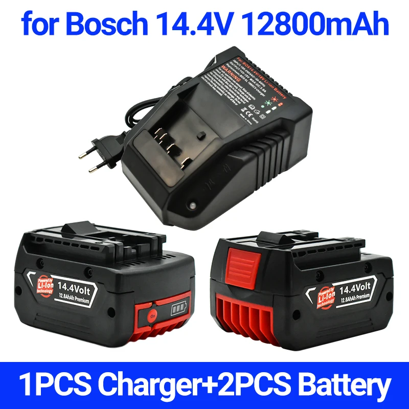 Original BAT614G Akku 14,4 V 12800mAh Lithium-ionen für Bosch 14,4 V Batterie BAT607G BAT614 BAT614G + Ladegerät