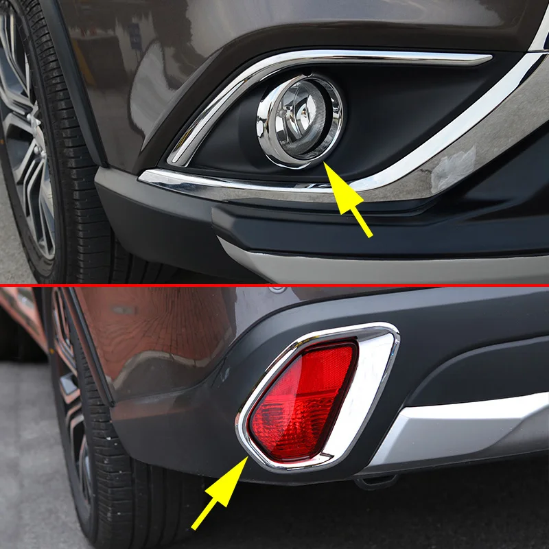 

Front + Rear Fog Light Cover For Mitsubishi Outlander 2016-2021 Chrome Lamp Molding Accessories