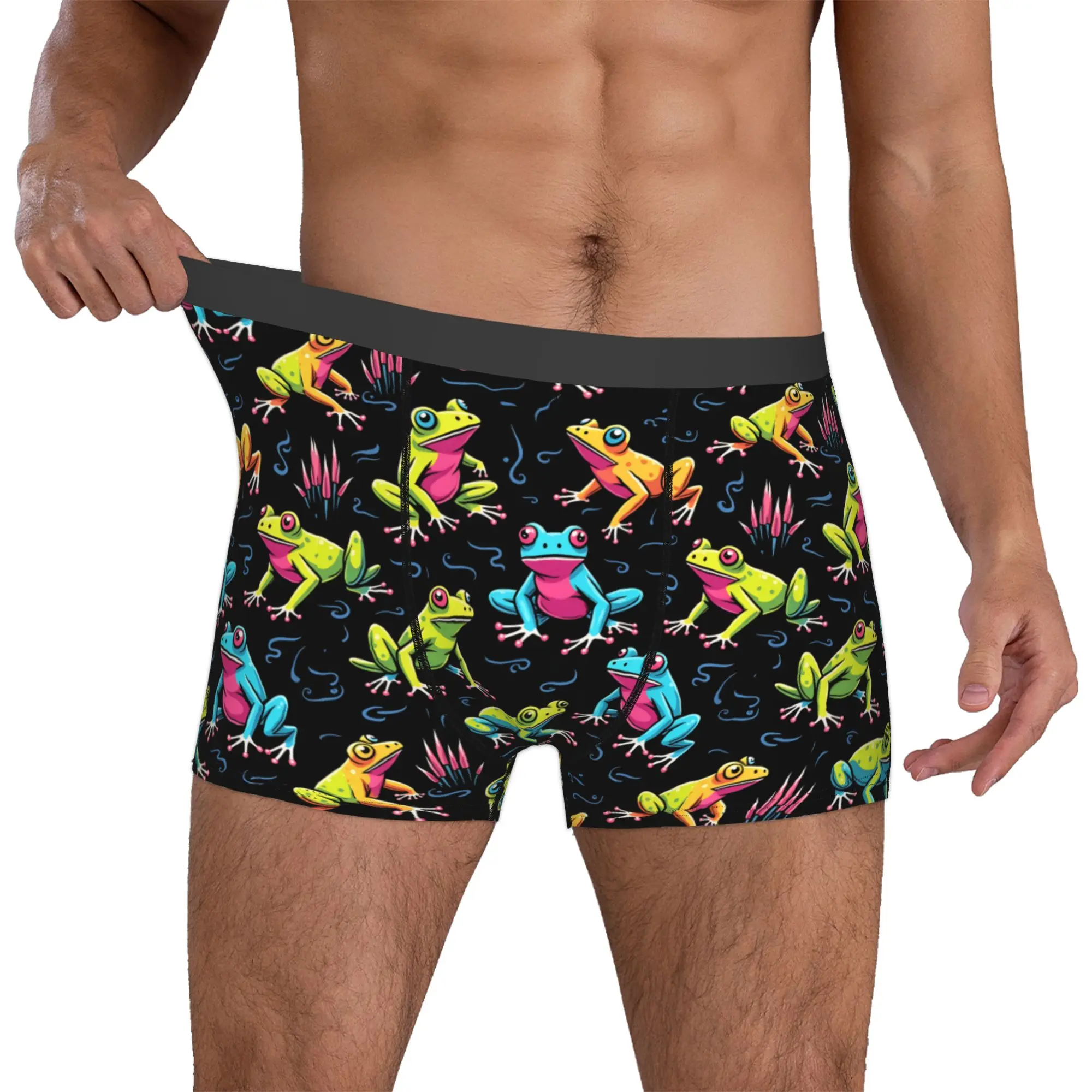 Frog Neon Pond Frolic Underwear Men Printed Cute Animal Lover  Boxer Briefs Shorts Panties Breathable Underpants