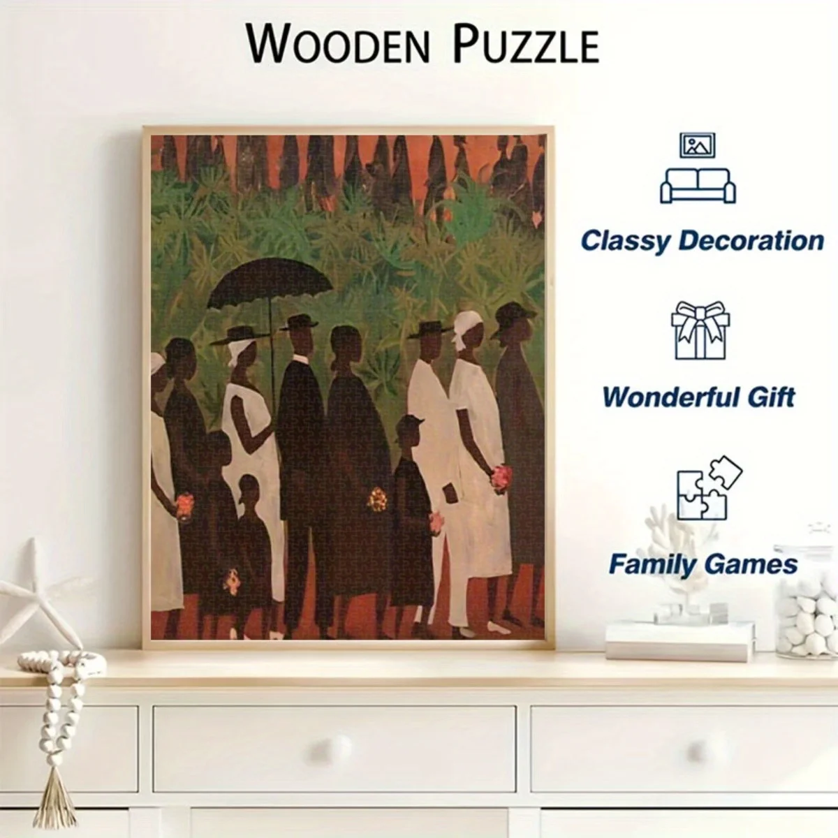 1,000ピース アフリカ系アメリカ人アート葬儀チームパズル - エリス・ウィルソンの「最後の別れ」宗教画複製、シャレ