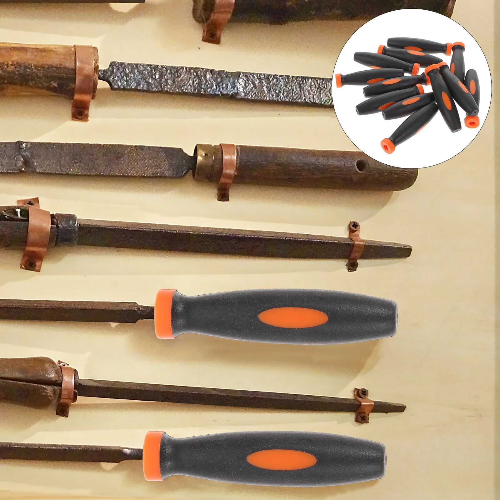 

12Pcs Replacement File Handles High Grade Rubber Grip Ergonomic Design for Milling Cutters Hammers Woodworking Tools