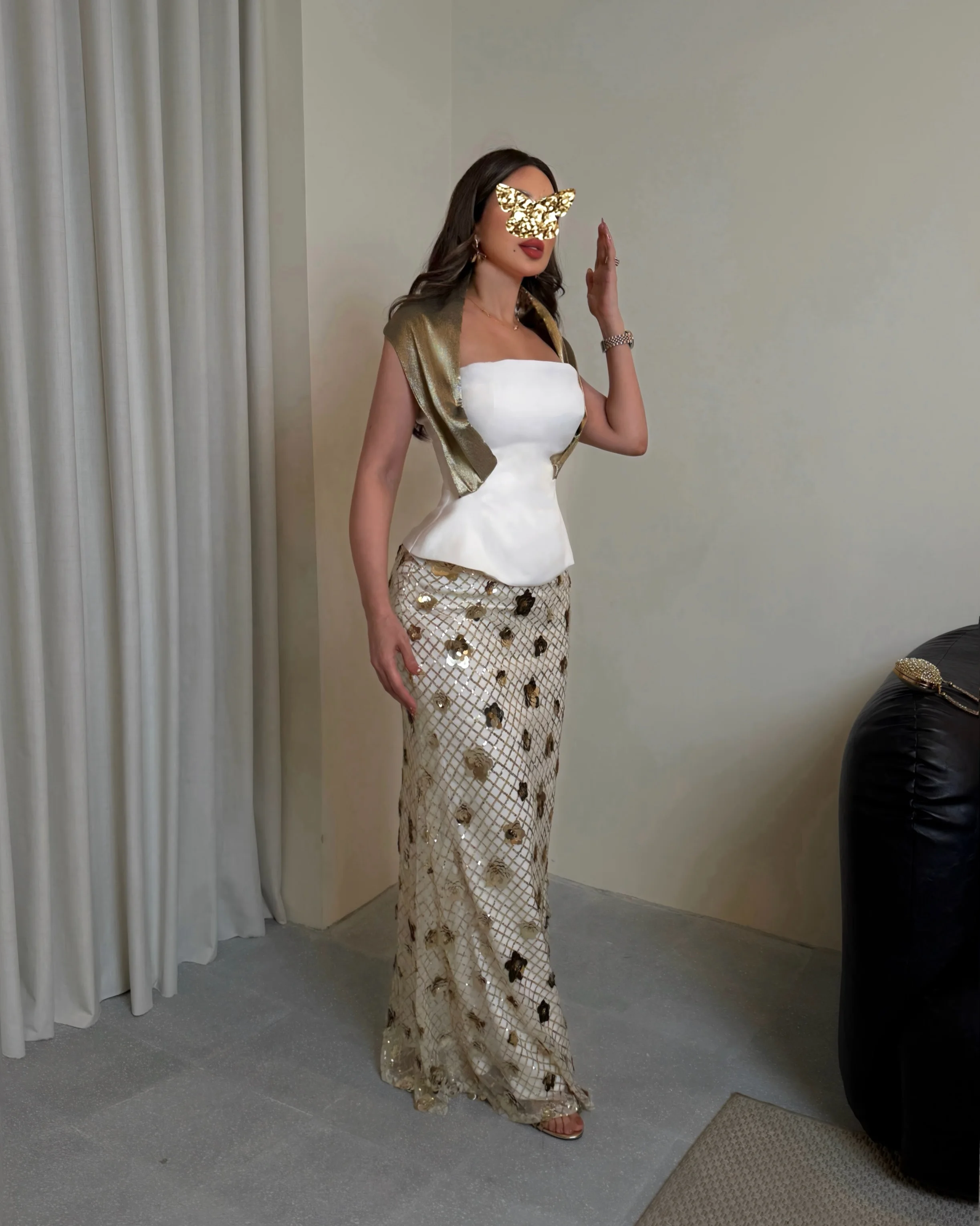 Fantasy Contrast Color Mermaid Halter Exquisite Evening Dresses Handmade Grid Sequins Floor Length Luxury Occasion Prom Gowns