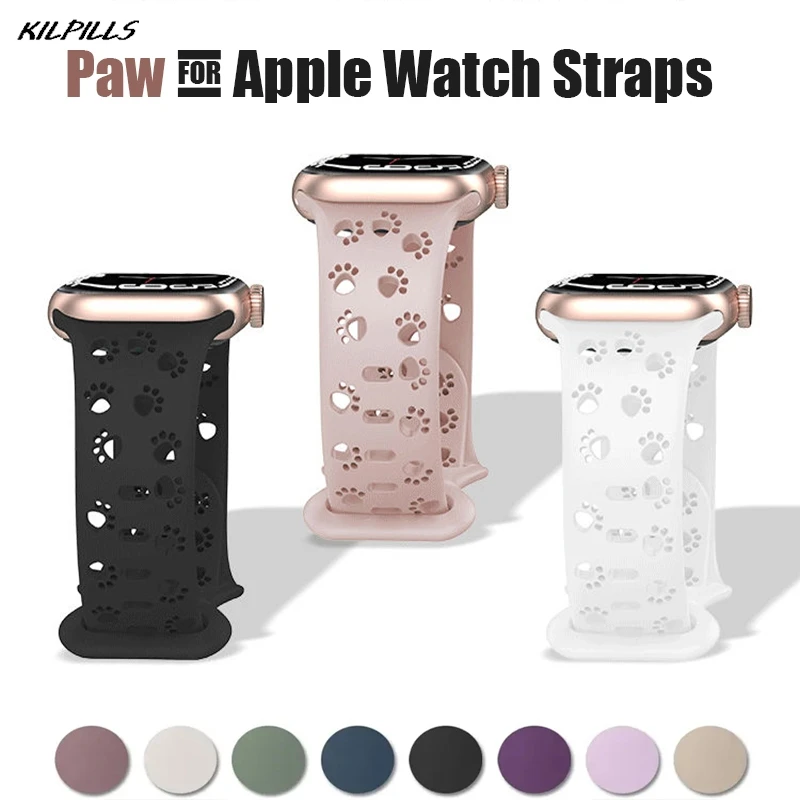 Cat's dog's Paw for Apple Watch Straps 46mm 45mm 44mm 40mm 41mm 38mm silicone Bracelet Serie 10 9 8 6 5 4 SE Ultra 2/3 49mm band