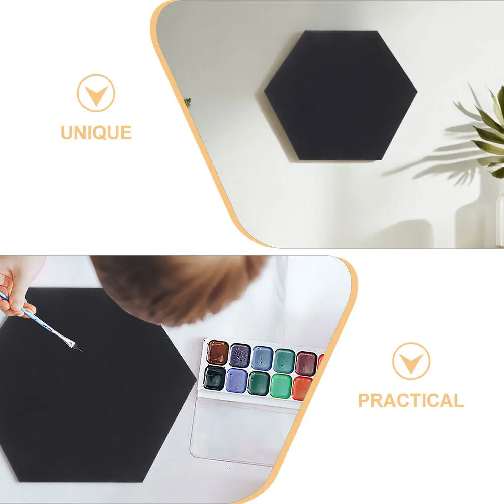 2Pcs Hexagon Canvas Boards Black Frame Sturdy Linen Material Ready to Hang Painting Panels for Oil Acrylic Art Supplies