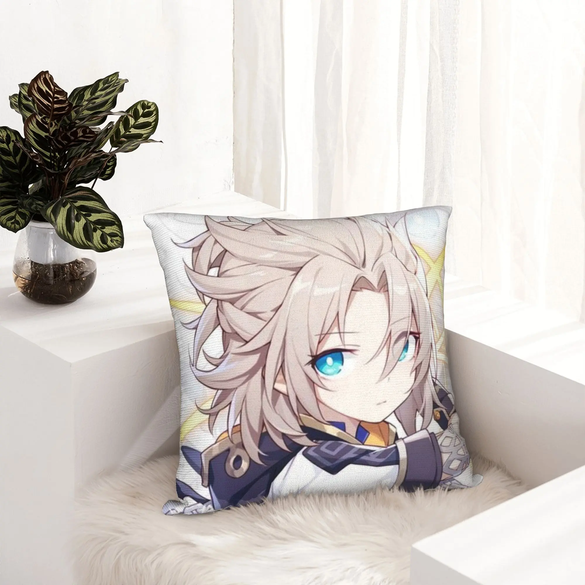 Smug Albedo Genshin Impact Pillowcase Printing Fabric Cushion Cover Decorative Cute Kawaii Throw Pillow Case Cover Sofa Square
