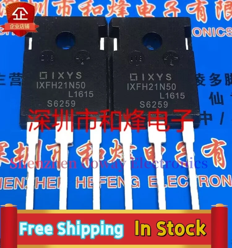 10PCS-30PCS  IXFH21N50  TO-247 MOS  500V 21A  In Stock Fast Shipping