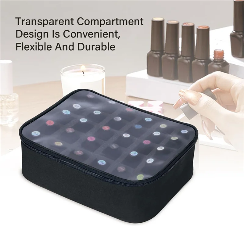 La caja de esmalte de uñas B45C contiene 30 botellas (15Ml-0,5Fl Oz), bolsa organizadora multifuncional para almacenamiento de esmalte de uñas