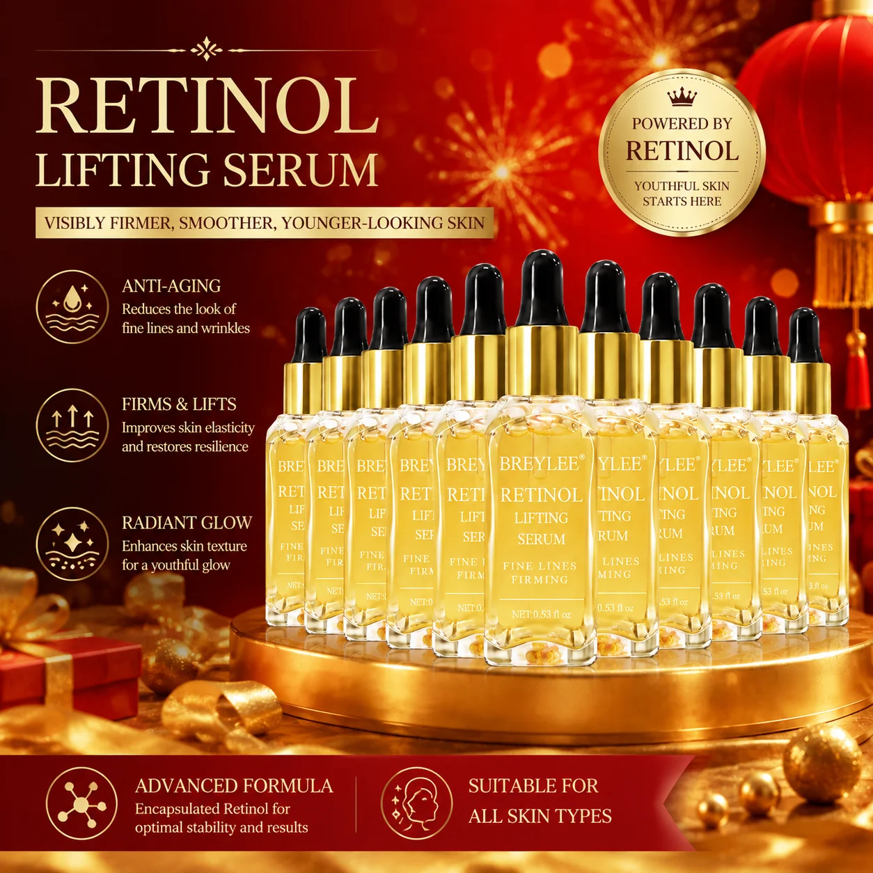 BREYLEE Bestseller Retinol Lifting Serum 17ML Aufhellende Feuchtigkeitscreme Hautpflege für Alle Hauttypen – Detail 1