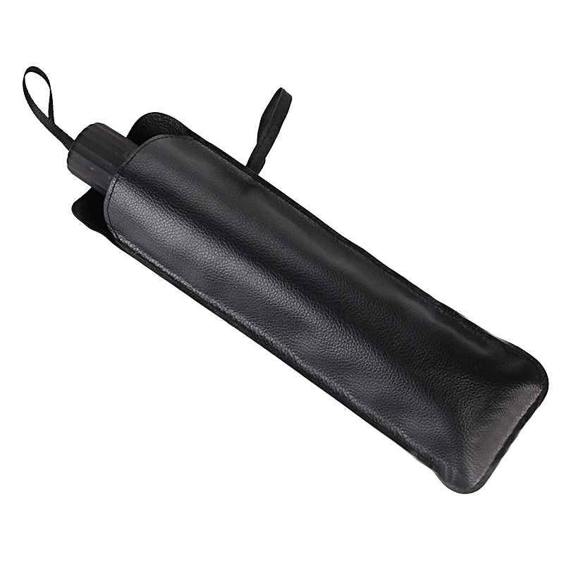 Black PU Leather Umbrella Cover Case Portable Umbrella Bag Ultrafine Waterproof Umbrella Storage Pocket Water Absorbent