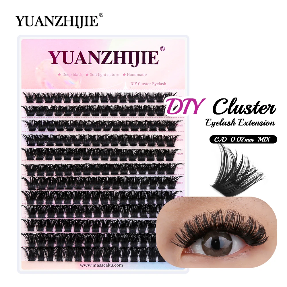 

12 Big Rows 8-16mm Mixed Length DIY Cluster Eyelash Upgrade Dovetail Makeup Lash C D Curl Inidividual Segmented Eyelashes Trays