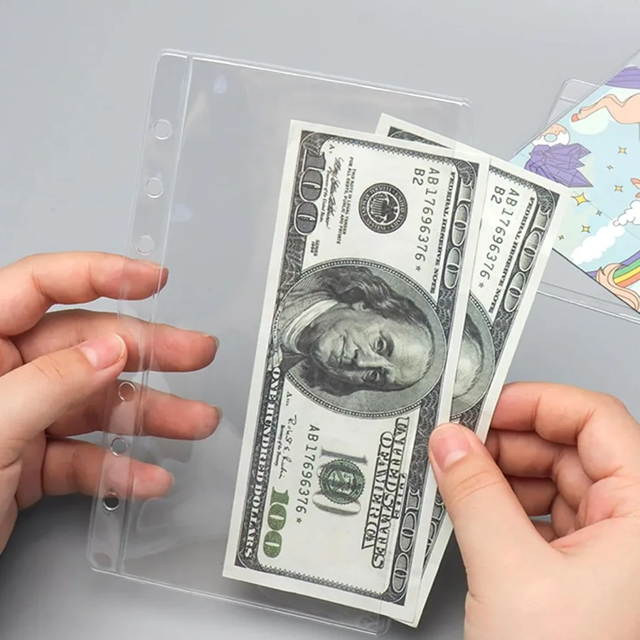 24 szt. Przezroczyste kieszenie do segregatora A6 bez zamka błyskawicznego, koperty na gotówkę, wkładki do segregatora budżetowego, etui, okładki ochronne na arkusze do segregatora 6-ringowego, organizer