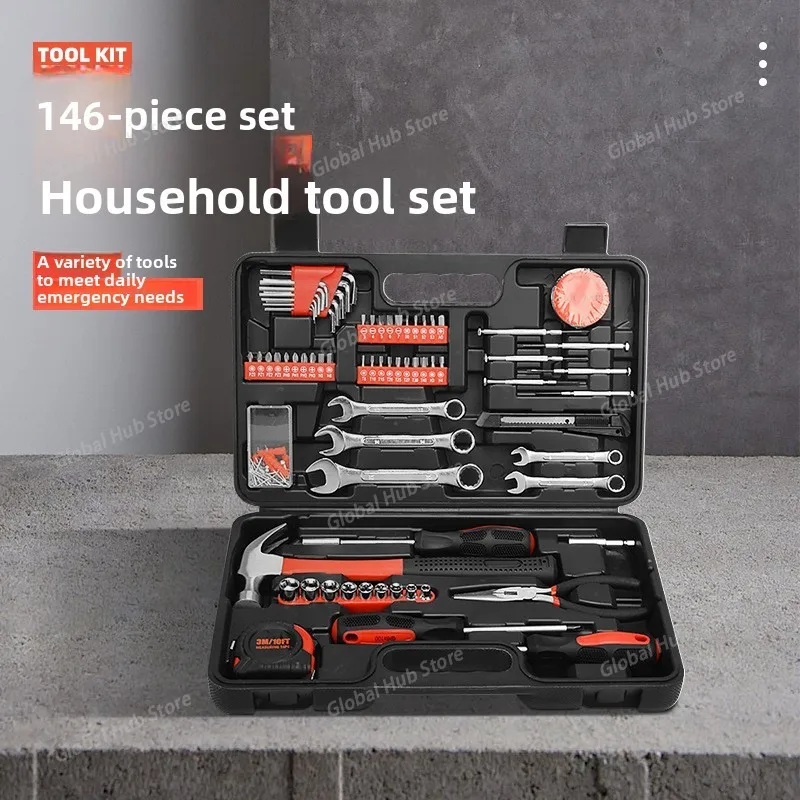 

146 Piece Automotive and Household Tool Set -Multifunctional Kit for Car Enthusiasts, DIY Home Repairs, and Everyday Maintenance