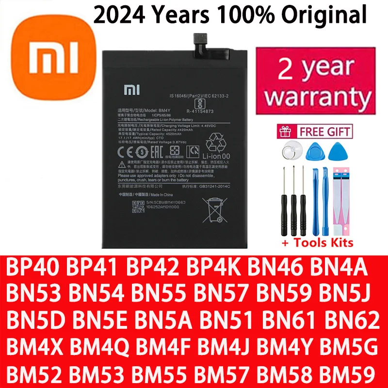 Battery For Xiaomi Mi Redmi Note Poco CC9 K20 F2 F3 K30 M3 X3 M4 K40 X4 X5 7 8 8A 8T 9 9T 10 10S 10T 11 11T 11S 12 12T Lite Pro