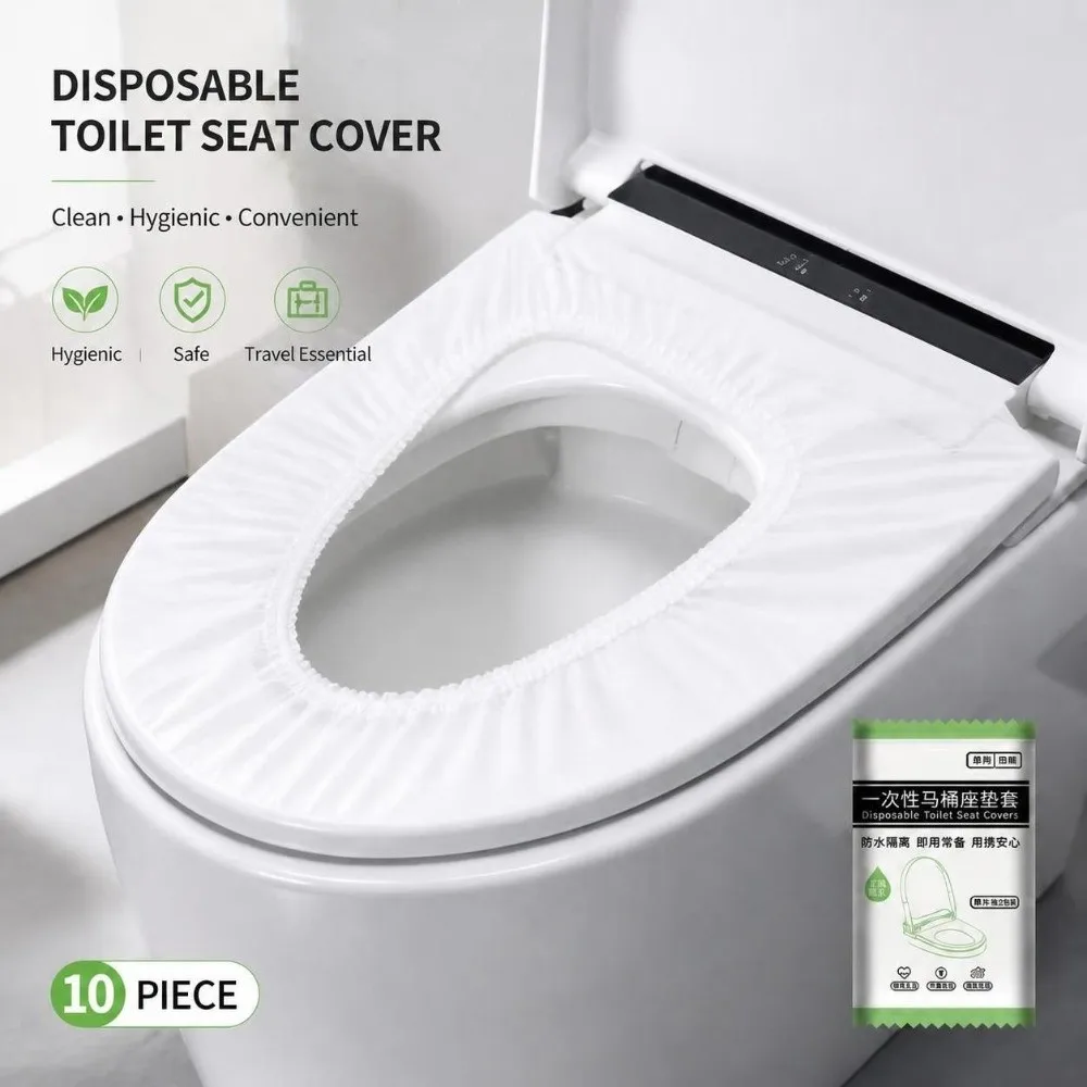 10pcs Hygienic Non-woven Fabrics Disposable Toilet Seat Cover Double Layer Portable Toilet Cover Toilet Mat Pad Travel