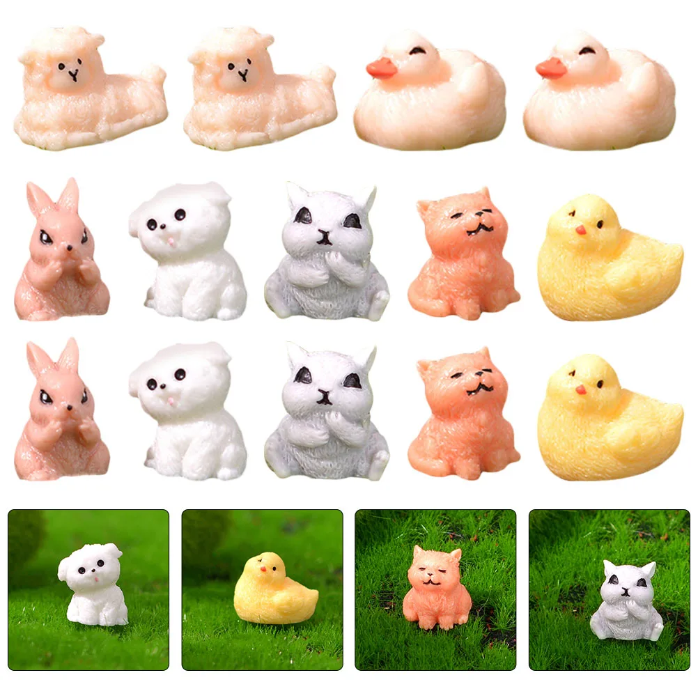 

14 Pcs Mini Animal Ornaments Miniature Figurines Landscape Figure Statues Decorations