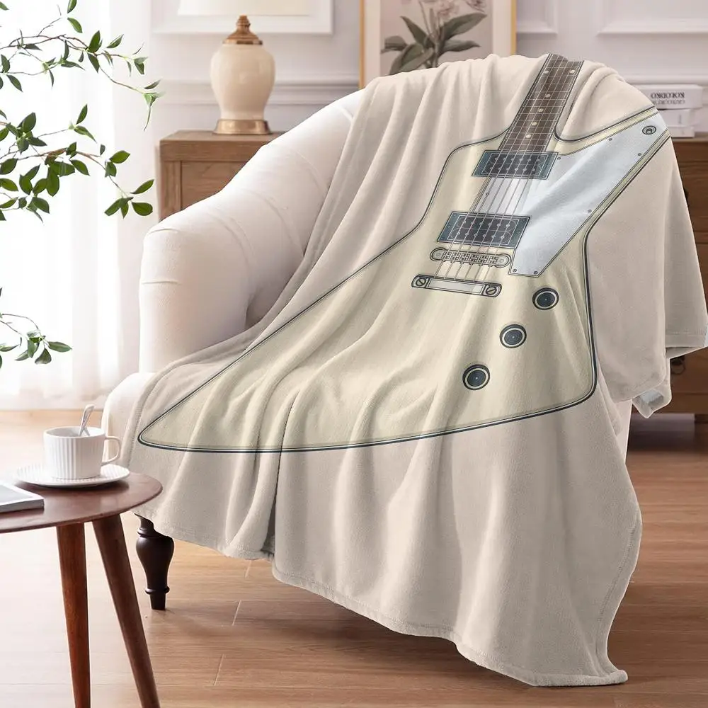 Vintage color Guitar Fender Throw Soft Flannel AC Blanket Lightweight Summer Nap Throw Cozy  Blanket for Sofa Bed Travel Home