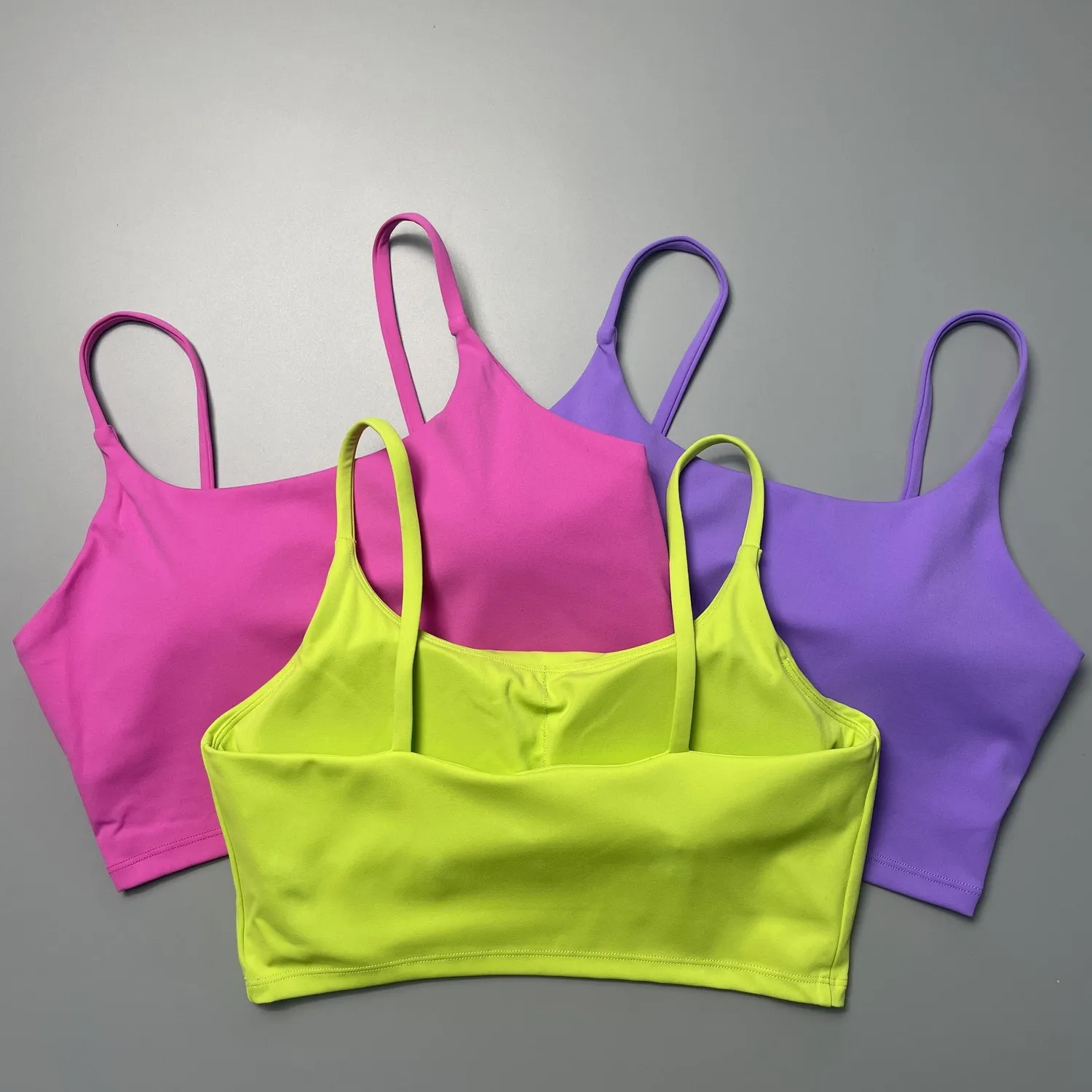 Solid Color Soft Sports Bra Soft Yoga Top Women's Tight Athletic Spaghetti Strap Butter Gym Underwear Comprehensive Training Jog