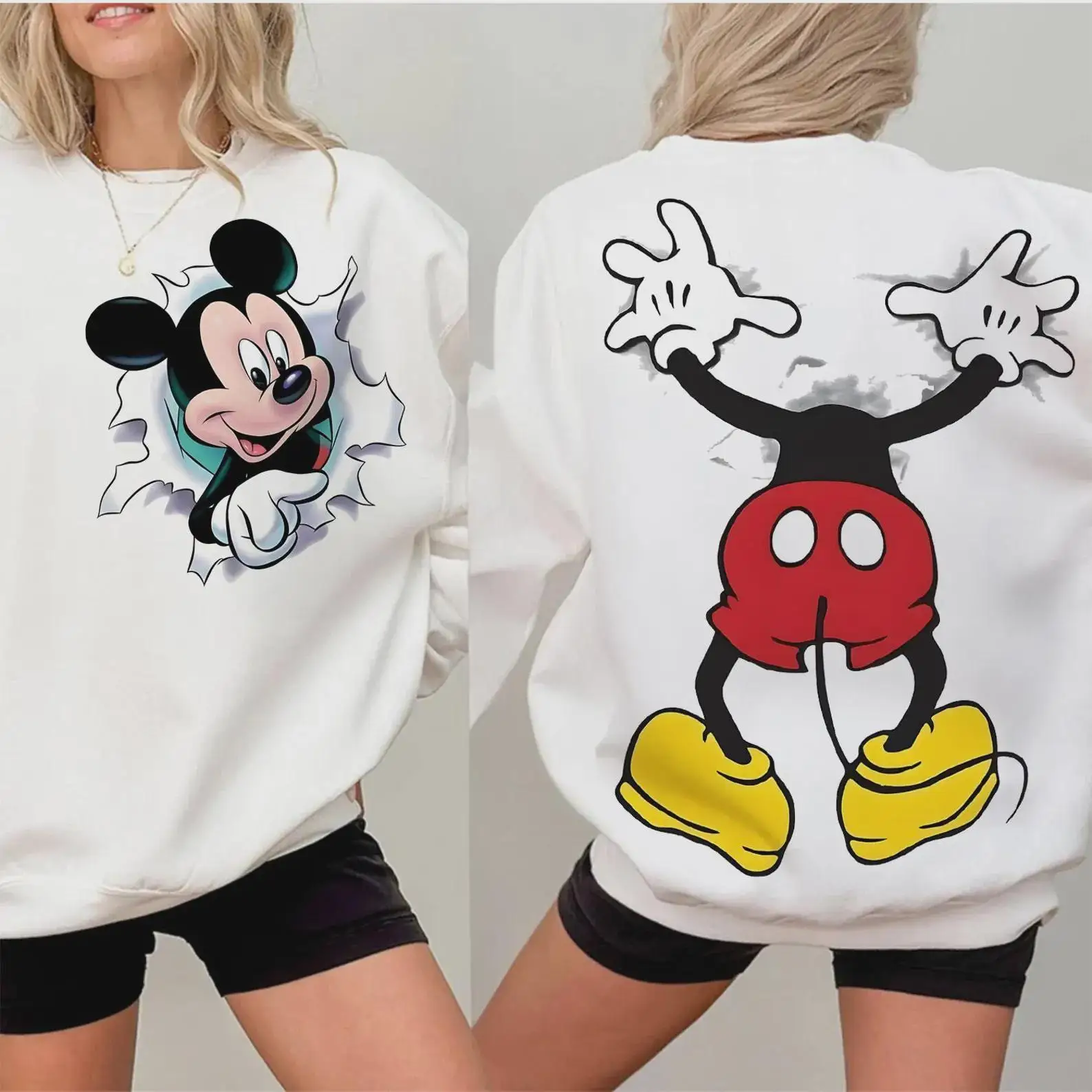 

Новинка 2026: Модные спортивные худи Disney Mickey Friends с принтом для девочек, весенние свободные хлопковые худи для пар