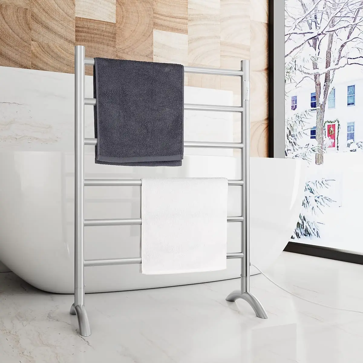 

Free Standing Towel Rack Stainless Steel Electric Towel Warmer Chrome Heated Towel Rack