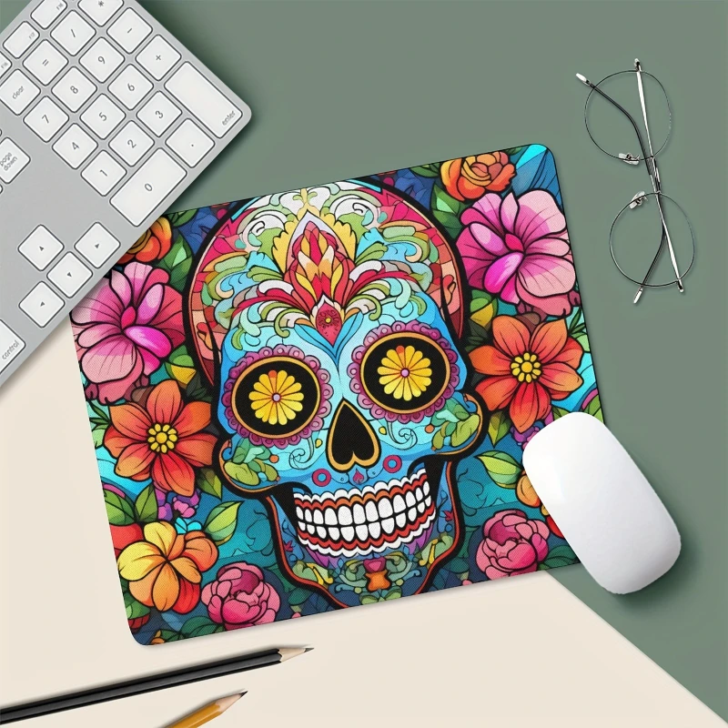 A piece of sugar skull small square mouse pad non-slip rubber base portable office desk pads computer notebook PC accessories