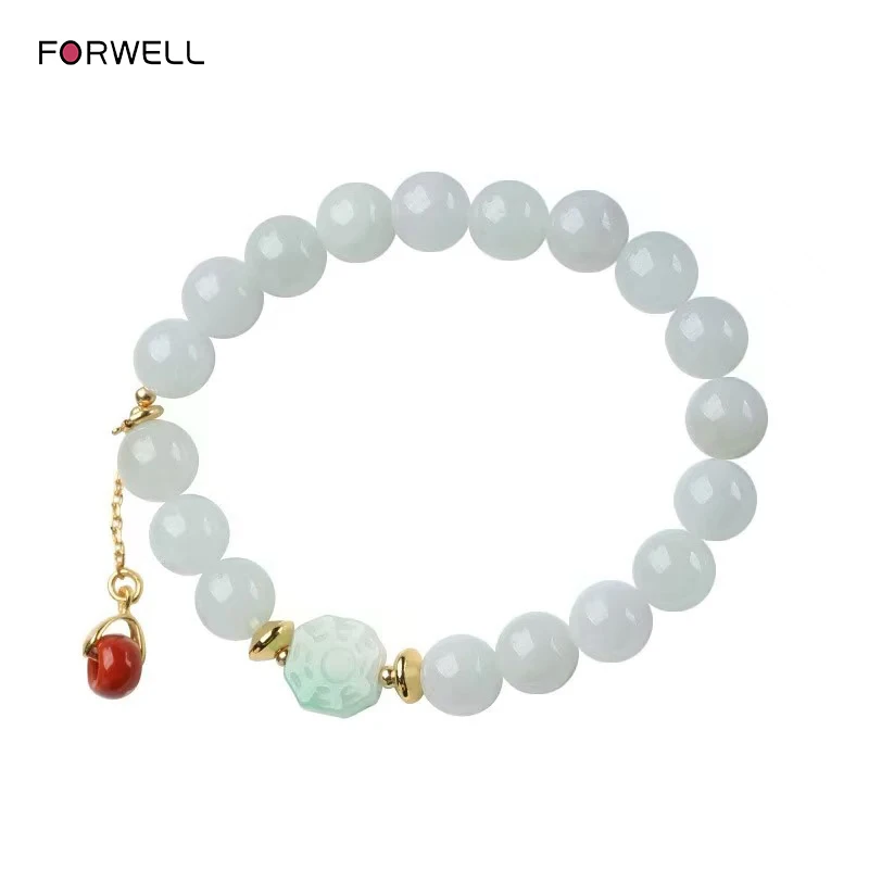 

FORWELL женский натуральный жадеит круглый браслет из бисера стерлингового серебра винтажный оригинальный дизайн DIY ювелирные изделия подарок маме