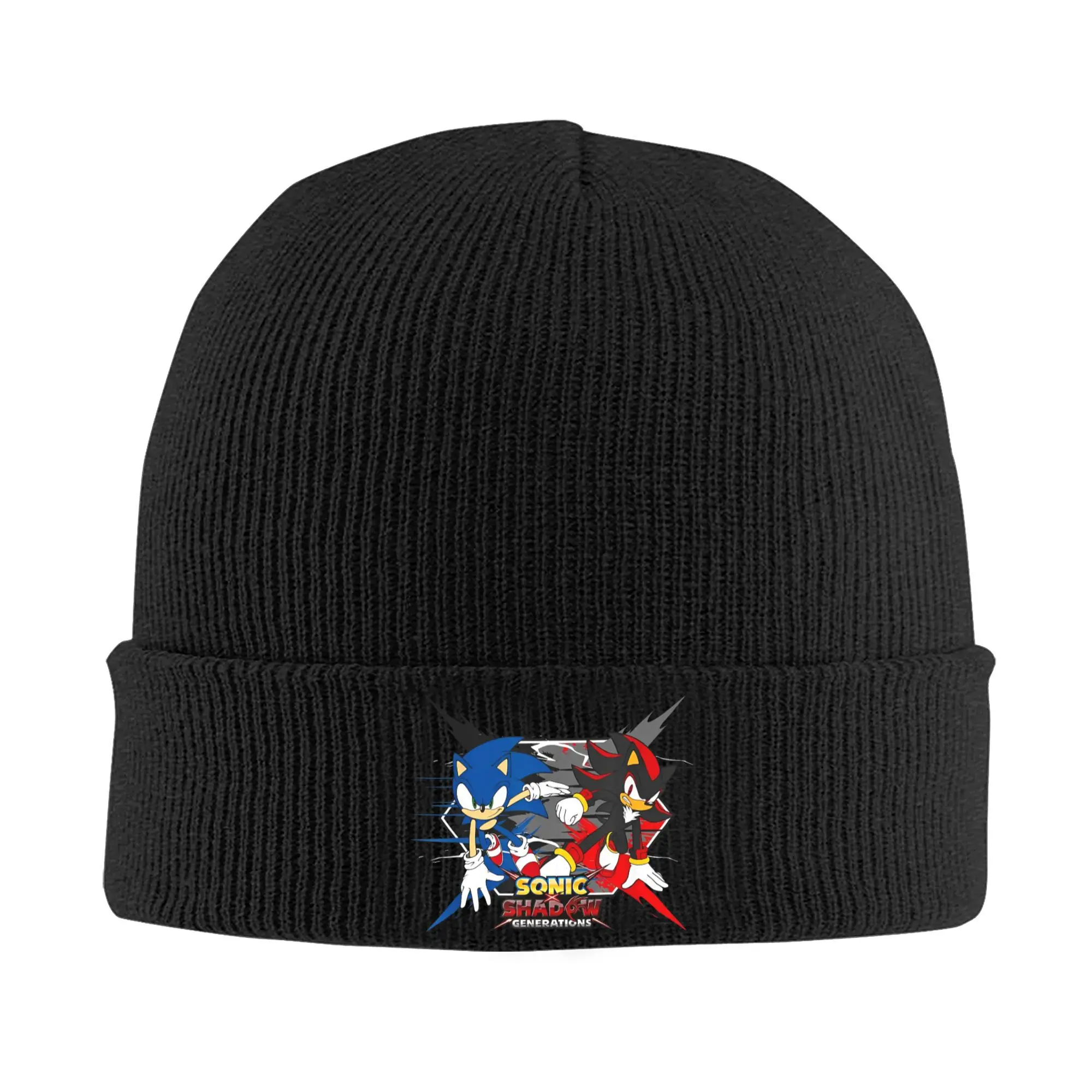 S-Sonic Shadow Generations Crossing Knitted Hat Beanies Winter Hat Warm Unisex Hip-hop Game Cartoon Cap for Men Women  Gifts