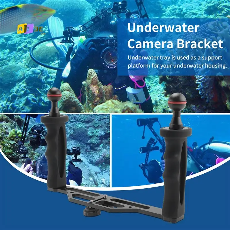 

A13E-Dual Handles Aluminium Alloy Tray Stabilizer For Underwater Camera Housings Diving Camera Bracket