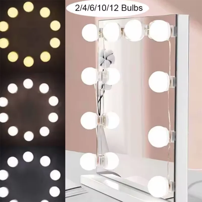 Make Up Mirror Vanity Light 10 Dimmable Bulb Adjustable Color Brightness Light Stick On For Makeup Table Dressing