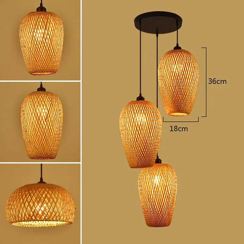 

Modern Led Pendant Lamp Rattan Wicker Chandeliers Hand-Woven Bamboo Pendant Light Indoor Home Lighting Fixtures Hanging Light