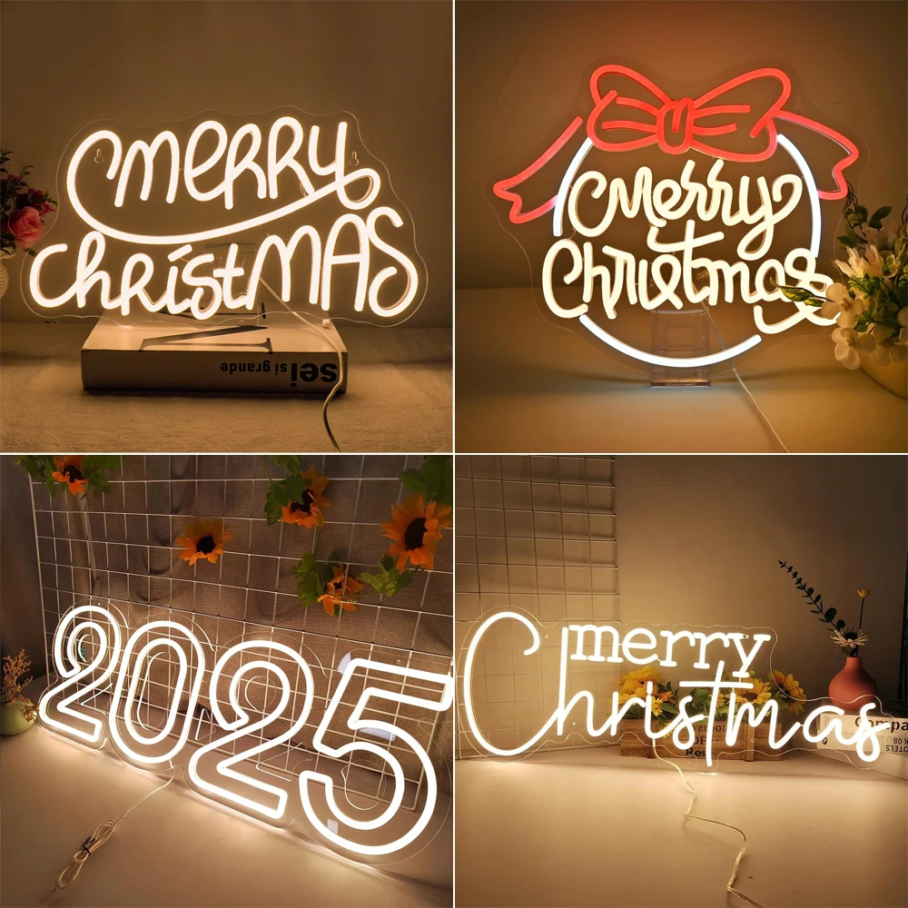 

Merry Christmas Neon Led Sign Art Letter Neon Sign Room Decoration For Home Party Bar Club Xmas Neon Wal Decor With Dimmer Gift