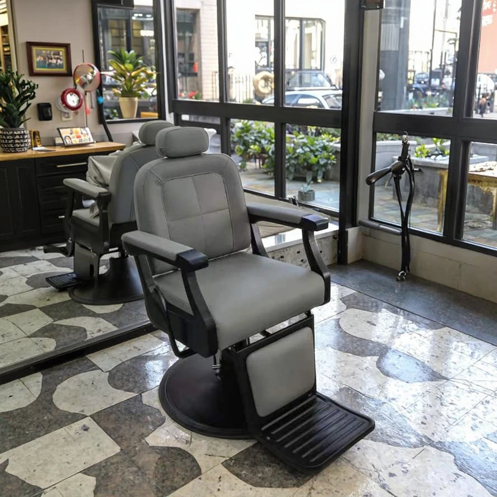 

Professional Modern Luxury Beauty Salon Black Hair Styling Chair Antique Heavy Duty Reclining Barber Chair