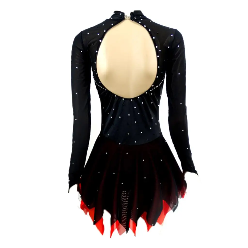 Children Figure Skating Velvet Dress Leotard Long Sleeve Base Layer for Ballet Performance Outfits