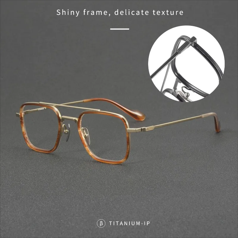 Fashionable Classic Pilot Style Double Bridge Titanium Eyewear Nearsighted  Big Front Frame Comfortable Temple for Daily Use