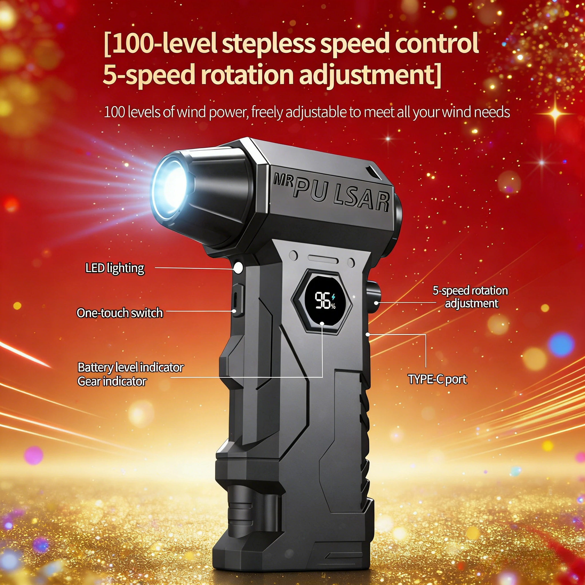 

130000RPM X7 Hurricane Blower Vacuum | 2-in-1 LED Multi-Nozzle Deep Cleaning for Home/Car/Office