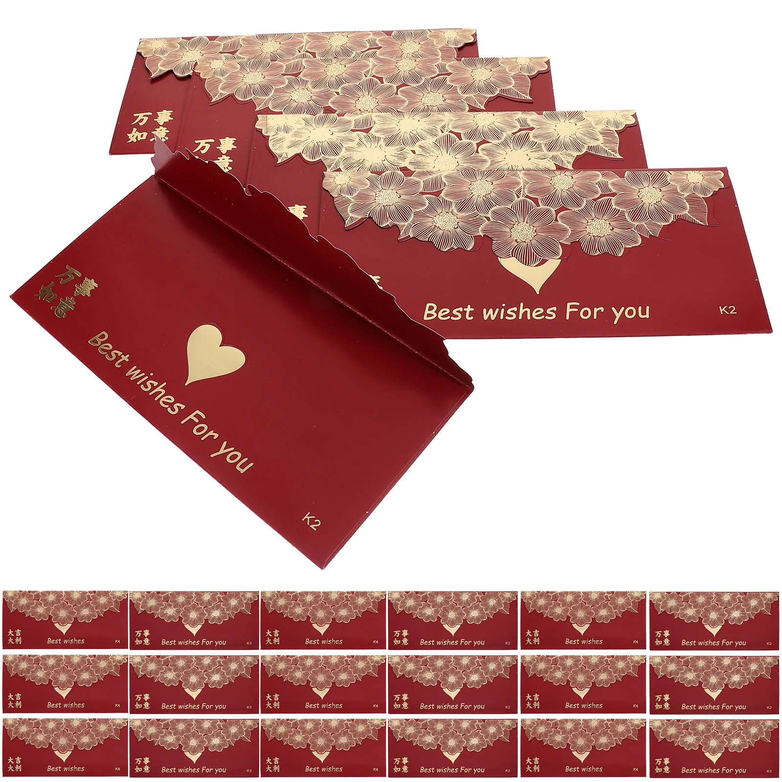 

60Pcs Red Envelopes Western Style Money Pouches for Wedding New Year Birthday Graduation Anniversary Celebration Lucky Money Bag