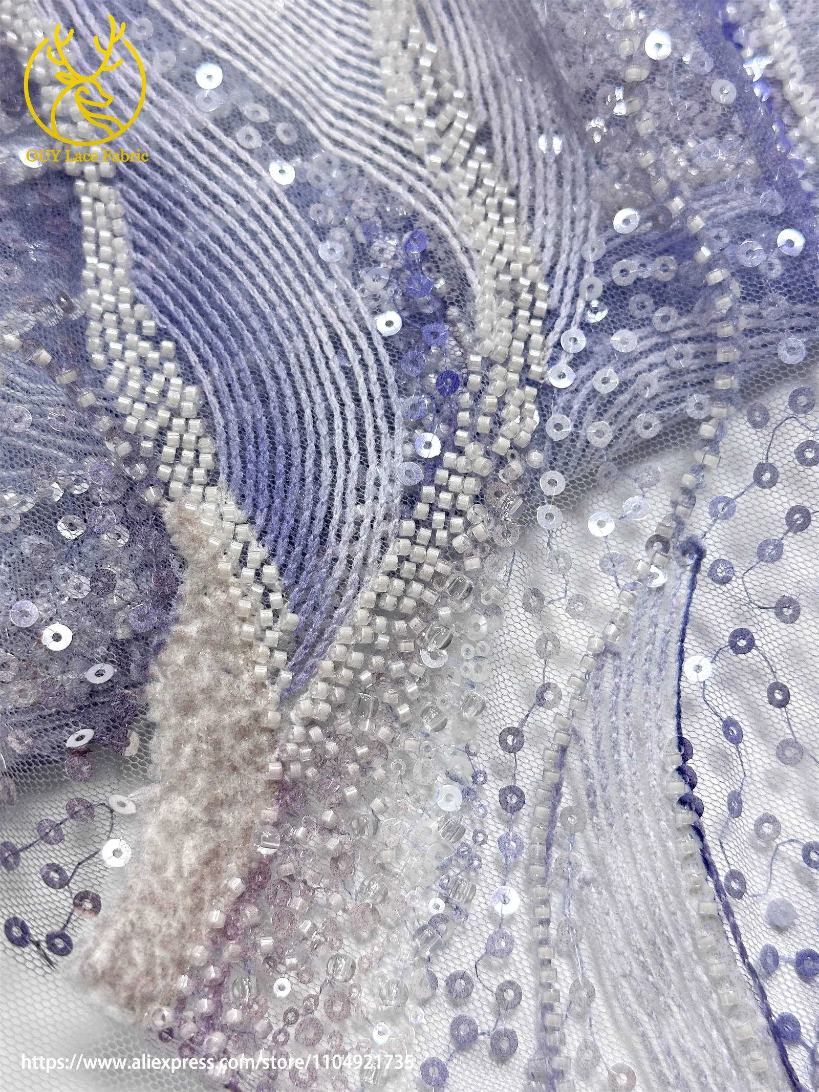 Neueste französische Damen Party Abendkleider Luxus Spitzenstoffe Hochwertige afrikanische Bräutigam Perlen Pailletten Tüll Spitzenstoffe – Detail 19