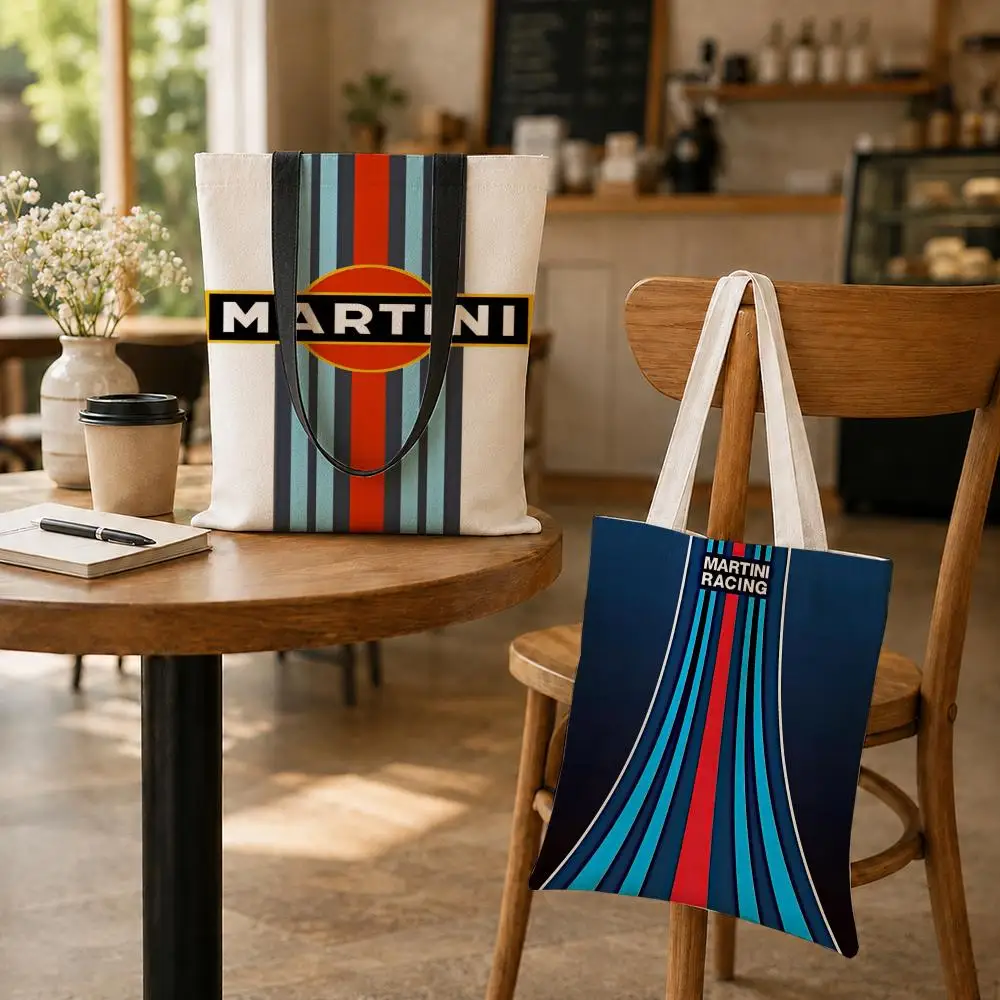 Logo M-Martini r-racing Storage Bags Reusable Fashion Aesthetic Unique Shopping Bag Large Capacity Canvas Tote Bag